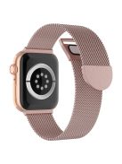 For Apple Watch Series 10 42mm / 9 8 7 41mm / 6 5 4 SE SE (2022) SE (2023) 40mm / 3 2 1 38mm Dual Magnetic Clasp Milanese Metal Strap Replacement Watch Band - Rose Pink