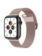 For Apple Watch Series 10 42mm / 9 8 7 41mm / 6 5 4 SE SE (2022) SE (2023) 40mm / 3 2 1 38mm Dual Magnetic Clasp Milanese Metal Strap Replacement Watch Band - Rose Pink