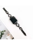 For Apple Watch Series 10 42mm / 9 8 7 41mm / 6 5 4 SE SE (2022) SE (2023) 40mm / 3 2 1 38mm Ethnic Style Metal Watch Band Heart Rhinestone Decor Bracelet Wrist Strap - Black