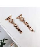 For Apple Watch Series 10 42mm / 9 8 7 41mm / 6 5 4 SE SE (2022) SE (2023) 40mm / 3 2 1 38mm Ethnic Style Metal Watch Band Heart Rhinestone Decor Bracelet Wrist Strap - Rose Gold