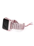 For Apple Watch Series 10 42mm / 9 8 7 41mm / 6 5 4 SE SE (2022) SE (2023) 40mm / 3 2 1 38mm Fashionable Pearls Rhinestone Decor Bracelet Metal Watch Band Replacement Wrist Strap - Rose Gold