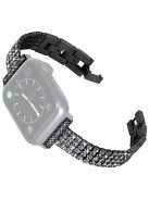 For Apple Watch Series 10 42mm / 9 8 7 41mm / 6 5 4 SE SE (2022) SE (2023) 40mm / 3 2 1 38mm Four Rows Rhinestone Decor Stainless Steel Watch Band Wrist Strap - Black