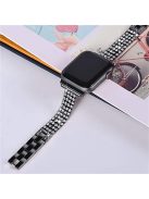 For Apple Watch Series 10 42mm / 9 8 7 41mm / 6 5 4 SE SE (2022) SE (2023) 40mm / 3 2 1 38mm Four Rows Rhinestone Decor Stainless Steel Watch Band Wrist Strap - Black