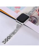 For Apple Watch Series 10 42mm / 9 8 7 41mm / 6 5 4 SE SE (2022) SE (2023) 40mm / 3 2 1 38mm Four Rows Rhinestone Decor Stainless Steel Watch Band Wrist Strap - Silver