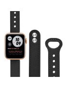 For Apple Watch Series 10 42mm / 9 8 7 41mm / 6 5 4 SE SE (2022) SE (2023) 40mm / 3 2 1 38mm Genuine Cowhide Leather Watch Band Double Rivet Replacement Strap with Connector - Black