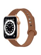 For Apple Watch Series 10 42mm / 9 8 7 41mm / 6 5 4 SE SE (2022) SE (2023) 40mm / 3 2 1 38mm Genuine Cowhide Leather Watch Band Double Rivet Replacement Strap with Connector - Brown