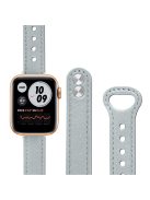 For Apple Watch Series 10 42mm / 9 8 7 41mm / 6 5 4 SE SE (2022) SE (2023) 40mm / 3 2 1 38mm Genuine Cowhide Leather Watch Band Double Rivet Replacement Strap with Connector - Elephant Grey