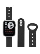 For Apple Watch Series 10 42mm / 9 8 7 41mm / 6 5 4 SE SE (2022) SE (2023) 40mm / 3 2 1 38mm Genuine Cowhide Leather Watch Band Double Snap Button Replacement Strap (Black Connector) - Black