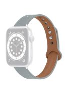 For Apple Watch Series 10 42mm / 9 8 7 41mm / 6 5 4 SE SE (2022) SE (2023) 40mm / 3 2 1 38mm Genuine Cowhide Leather Watch Band Double Snap Button Replacement Strap (Black Connector) - Elephant Grey