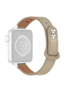 For Apple Watch Series 10 42mm / 9 8 7 41mm / 6 5 4 SE SE (2022) SE (2023) 40mm / 3 2 1 38mm Genuine Cowhide Leather Watch Band Double Snap Button Replacement Strap (Black Connector) - Milk Tea Brown