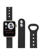 For Apple Watch Series 10 42mm / 9 8 7 41mm / 6 5 4 SE SE (2022) SE (2023) 40mm / 3 2 1 38mm Genuine Cowhide Leather Watch Band Double Snap Button Watch Strap (Retro Gold Connector) -  Black