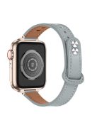 For Apple Watch Series 10 42mm / 9 8 7 41mm / 6 5 4 SE SE (2022) SE (2023) 40mm / 3 2 1 38mm Genuine Cowhide Leather Watch Band Double Snap Button Watch Strap (Retro Gold Connector) - Elephant Grey