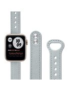 For Apple Watch Series 10 42mm / 9 8 7 41mm / 6 5 4 SE SE (2022) SE (2023) 40mm / 3 2 1 38mm Genuine Cowhide Leather Watch Band Double Snap Button Watch Strap (Retro Gold Connector) - Elephant Grey