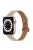 For Apple Watch Series 10 42mm / 9 8 7 41mm / 6 5 4 SE SE (2022) SE (2023) 40mm / 3 2 1 38mm Genuine Cowhide Leather Watch Band Double Snap Button Watch Strap (Retro Gold Connector) - Ivory White