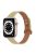 For Apple Watch Series 10 42mm / 9 8 7 41mm / 6 5 4 SE SE (2022) SE (2023) 40mm / 3 2 1 38mm Genuine Cowhide Leather Watch Band Double Snap Button Watch Strap (Retro Gold Connector) - Light Apricot