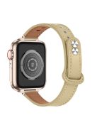 For Apple Watch Series 10 42mm / 9 8 7 41mm / 6 5 4 SE SE (2022) SE (2023) 40mm / 3 2 1 38mm Genuine Cowhide Leather Watch Band Double Snap Button Watch Strap (Retro Gold Connector) - Light Apricot