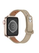 For Apple Watch Series 10 42mm / 9 8 7 41mm / 6 5 4 SE SE (2022) SE (2023) 40mm / 3 2 1 38mm Genuine Cowhide Leather Watch Band Double Snap Button Watch Strap (Retro Gold Connector) - Milk Tea Brown