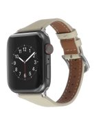 For Apple Watch Series 10 42mm / 9 8 7 41mm / 6 5 4 SE SE (2022) SE (2023) 40mm / 3 2 1 38mm Genuine Leather Anti-Wear Replacement Smart Watch Strap Wrist Band - Beige