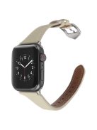 For Apple Watch Series 10 42mm / 9 8 7 41mm / 6 5 4 SE SE (2022) SE (2023) 40mm / 3 2 1 38mm Genuine Leather Anti-Wear Replacement Smart Watch Strap Wrist Band - Beige