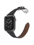 For Apple Watch Series 10 42mm / 9 8 7 41mm / 6 5 4 SE SE (2022) SE (2023) 40mm / 3 2 1 38mm Genuine Leather Anti-Wear Replacement Smart Watch Strap Wrist Band - Black