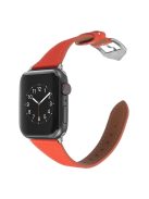 For Apple Watch Series 10 42mm / 9 8 7 41mm / 6 5 4 SE SE (2022) SE (2023) 40mm / 3 2 1 38mm Genuine Leather Anti-Wear Replacement Smart Watch Strap Wrist Band - Orange