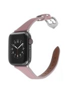 For Apple Watch Series 10 42mm / 9 8 7 41mm / 6 5 4 SE SE (2022) SE (2023) 40mm / 3 2 1 38mm Genuine Leather Anti-Wear Replacement Smart Watch Strap Wrist Band - Pink