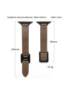 For Apple Watch Series 10 42mm / 9 8 7 41mm / 6 5 4 SE SE (2022) SE (2023) 40mm / 3 2 1 38mm Genuine Leather Watch Band Wrist Strap with Magnetic Rose Gold Square Buckle - Apricot