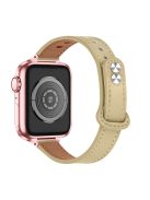 For Apple Watch Series 10 42mm / 9 8 7 41mm / 6 5 4 SE SE (2022) SE (2023) 40mm / 3 2 1 38mm Genuine Leather Watch Strap Double Rivet Replacement Wrist Band, Rose Gold Connector - Apricot