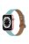 For Apple Watch Series 10 42mm / 9 8 7 41mm / 6 5 4 SE SE (2022) SE (2023) 40mm / 3 2 1 38mm Genuine Leather Watch Strap Double Rivet Replacement Wrist Band, Rose Gold Connector - Blue