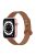 For Apple Watch Series 10 42mm / 9 8 7 41mm / 6 5 4 SE SE (2022) SE (2023) 40mm / 3 2 1 38mm Genuine Leather Watch Strap Double Rivet Replacement Wrist Band, Rose Gold Connector - Brown