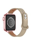 For Apple Watch Series 10 42mm / 9 8 7 41mm / 6 5 4 SE SE (2022) SE (2023) 40mm / 3 2 1 38mm Genuine Leather Watch Strap Double Rivet Replacement Wrist Band, Rose Gold Connector - Light Brown