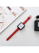 For Apple Watch Series 10 42mm / 9 8 7 41mm / 6 5 4 SE SE (2022) SE (2023) 40mm / 3 2 1 38mm Genuine Leather Watch Strap Pin Buckle Replacement Wrist Band - Red