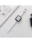 For Apple Watch Series 10 42mm / 9 8 7 41mm / 6 5 4 SE SE (2022) SE (2023) 40mm / 3 2 1 38mm Genuine Leather Watch Strap Pin Buckle Replacement Wrist Band - White