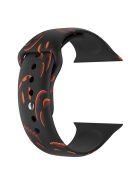 For Apple Watch Series 10 42mm / 9 8 7 41mm / 6 5 4 SE SE (2022) SE (2023) 40mm / 3 2 1 38mm Halloween Floral Watch Band Silicone Replacement Sport Strap, Size: L - Black Pumpkins