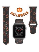 For Apple Watch Series 10 42mm / 9 8 7 41mm / 6 5 4 SE SE (2022) SE (2023) 40mm / 3 2 1 38mm Halloween Floral Watch Band Silicone Replacement Sport Strap, Size: L - Black Pumpkins