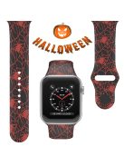 For Apple Watch Series 10 42mm / 9 8 7 41mm / 6 5 4 SE SE (2022) SE (2023) 40mm / 3 2 1 38mm Halloween Floral Watch Band Silicone Replacement Sport Strap, Size: L - Red Spiders