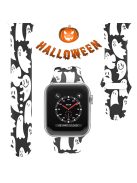 For Apple Watch Series 10 42mm / 9 8 7 41mm / 6 5 4 SE SE (2022) SE (2023) 40mm / 3 2 1 38mm Halloween Floral Watch Band Silicone Replacement Sport Strap, Size: L - White Ghosts