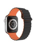 For Apple Watch Series 10 42mm / 9 8 7 41mm / 6 5 4 SE SE (2022) SE (2023) 40mm / 3 2 1 38mm Magnetic Adsorption Replacement Strap Silicone Watch Band with Tail Buckle - Black / Orange