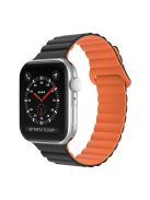 For Apple Watch Series 10 42mm / 9 8 7 41mm / 6 5 4 SE SE (2022) SE (2023) 40mm / 3 2 1 38mm Magnetic Adsorption Replacement Strap Silicone Watch Band with Tail Buckle - Black / Orange