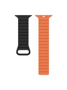 For Apple Watch Series 10 42mm / 9 8 7 41mm / 6 5 4 SE SE (2022) SE (2023) 40mm / 3 2 1 38mm Magnetic Adsorption Replacement Strap Silicone Watch Band with Tail Buckle - Black / Orange