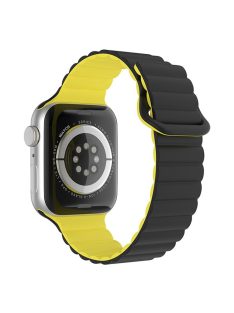   For Apple Watch Series 10 42mm / 9 8 7 41mm / 6 5 4 SE SE (2022) SE (2023) 40mm / 3 2 1 38mm Magnetic Adsorption Replacement Strap Silicone Watch Band with Tail Buckle - Black / Yellow