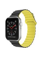 For Apple Watch Series 10 42mm / 9 8 7 41mm / 6 5 4 SE SE (2022) SE (2023) 40mm / 3 2 1 38mm Magnetic Adsorption Replacement Strap Silicone Watch Band with Tail Buckle - Black / Yellow