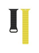 For Apple Watch Series 10 42mm / 9 8 7 41mm / 6 5 4 SE SE (2022) SE (2023) 40mm / 3 2 1 38mm Magnetic Adsorption Replacement Strap Silicone Watch Band with Tail Buckle - Black / Yellow