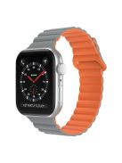 For Apple Watch Series 10 42mm / 9 8 7 41mm / 6 5 4 SE SE (2022) SE (2023) 40mm / 3 2 1 38mm Magnetic Adsorption Replacement Strap Silicone Watch Band with Tail Buckle - Grey / Orange