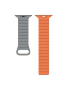 For Apple Watch Series 10 42mm / 9 8 7 41mm / 6 5 4 SE SE (2022) SE (2023) 40mm / 3 2 1 38mm Magnetic Adsorption Replacement Strap Silicone Watch Band with Tail Buckle - Grey / Orange