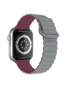 For Apple Watch Series 10 42mm / 9 8 7 41mm / 6 5 4 SE SE (2022) SE (2023) 40mm / 3 2 1 38mm Magnetic Adsorption Replacement Strap Silicone Watch Band with Tail Buckle - Grey / Wine Red