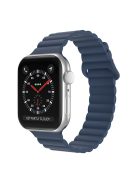 For Apple Watch Series 10 42mm / 9 8 7 41mm / 6 5 4 SE SE (2022) SE (2023) 40mm / 3 2 1 38mm Magnetic Adsorption Replacement Strap Silicone Watch Band with Tail Buckle - Midnight Blue