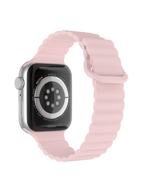 For Apple Watch Series 10 42mm / 9 8 7 41mm / 6 5 4 SE SE (2022) SE (2023) 40mm / 3 2 1 38mm Magnetic Adsorption Replacement Strap Silicone Watch Band with Tail Buckle - Pink