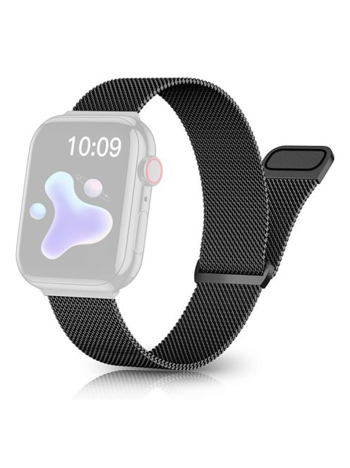 For Apple Watch Series 10 42mm / 9 8 7 41mm / 6 5 4 SE SE (2022) SE (2023) 40mm / 3 2 1 38mm Magnetic Mesh Watch Band Milanese Solo Loop Stainless Steel Strap - Black