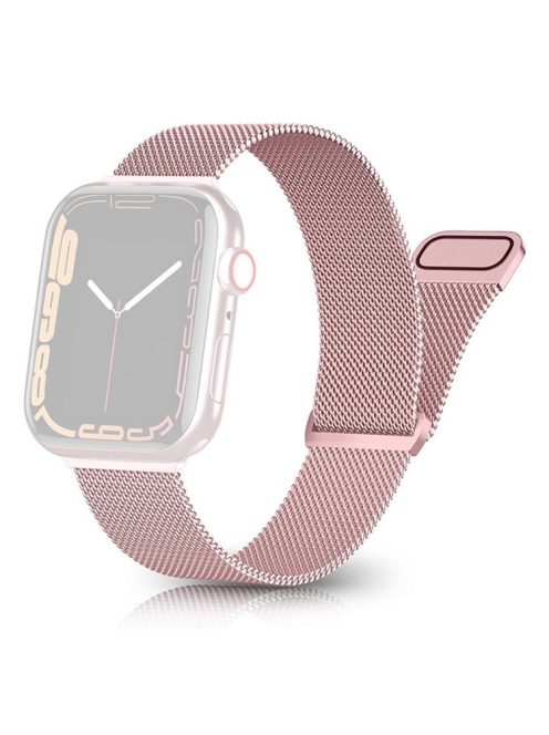 For Apple Watch Series 10 42mm / 9 8 7 41mm / 6 5 4 SE SE (2022) SE (2023) 40mm / 3 2 1 38mm Magnetic Milanese Loop Watch Band Stainless Steel Mesh Strap Replacement - Rose Pink